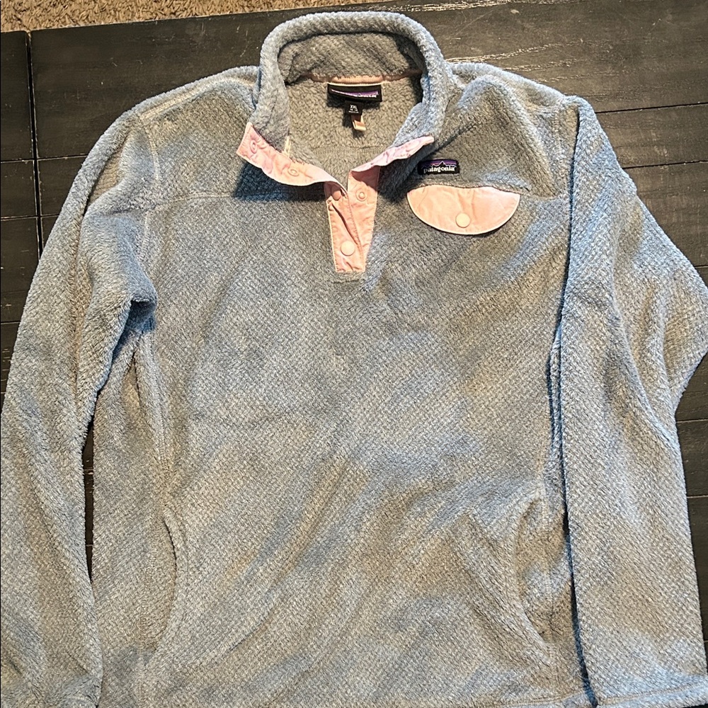 Patagonia Light Blue Fleece with Pink Details